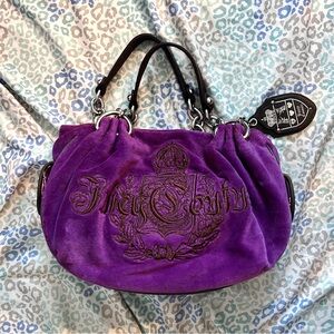 Vintage Purple Juicy Couture Purse Satchel Bag Handbag Velour Y2K Mcbling